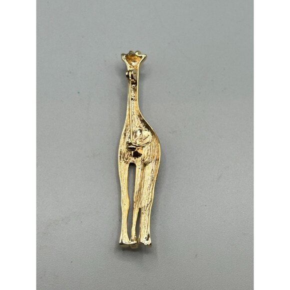 LC Signed Liz Claiborne Giraffe Pin Brooch Gold Tone & Brown Enamel Animal Pin - Picture 5 of 6